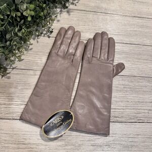 Vintage Womens Leather Cashmere Gloves Sz 7 Taupe Brown Gray Gift Wrap Available